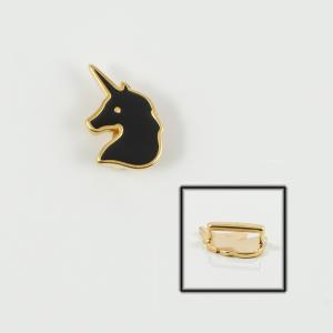 Unicorn Gold Enamel Black 1.7x1.3cm