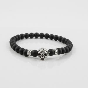 Bracelet Black Beads Skull