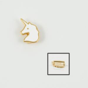 Unicorn Gold Enamel White 1.7x1.3cm
