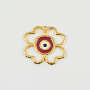 Λουλούδι-Μάτι Σμάλτο Κόκκινο 3.6x3.1cm