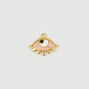 Μάτι Χρυσό Σμάλτο Ροζ 2.4x2cm