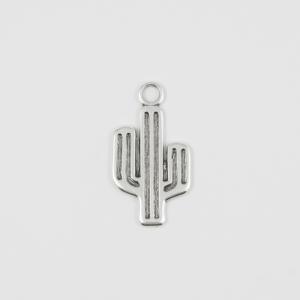 Metal Cactus Silver 3.5x2.9cm