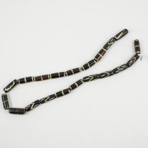 Bone Beads Dark Brown 2.5x0.9cm