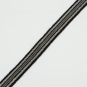 Ribbon with Chain Black-Silver 20mm