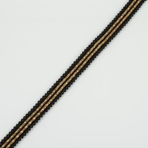 Κορδέλα με Αλυσίδα Μαύρη-Μπρονζέ 15mm