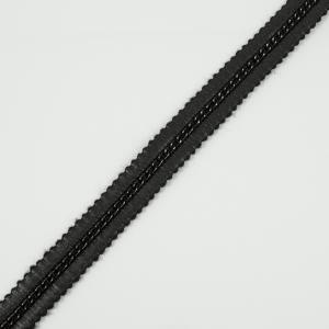 Ribbon with Chain Black-Nickel 20mm