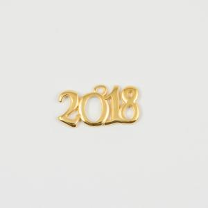 Metal "2018" Gold 2.8x1.5cm