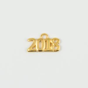 Μεταλλικό "2018" Χρυσό 1.7x1cm