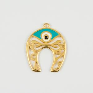 Μεταλλικό Πέταλο Σμάλτο Πετρόλ 3.8x3.1cm