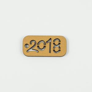 Wooden Plate "2018" Gold 4x2cm