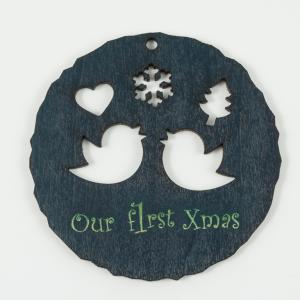 Wooden Circle "Our First Xmas" 7cm