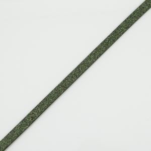 Flat Leather Glitter Green 10mm