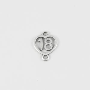 Metal "18-Heart" Silver 1.5x1.2cm