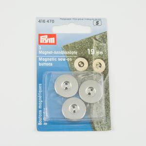 Magnetic Sew-on Buttons Silver 1.7cm