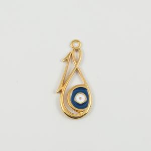Gold "18" Eye Enamel Blue 3.5x1.5cm