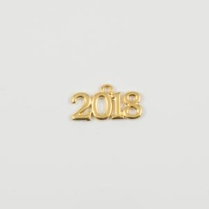 Metal "2018" Gold 2.1x1.1cm