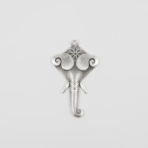 Metal Elephant Silver 4.4x2.6cm