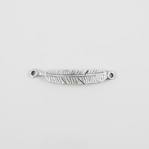 Metal Feather Silver 3.7x0.6cm