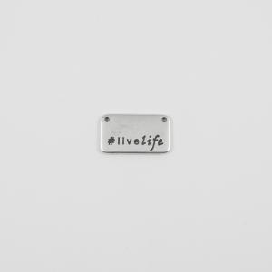 Plate "#livelife" Silver 2.2x1.3cm