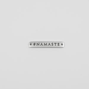 Πλακέτα "#NAMASTE" Ασημί 3.3x0.6cm