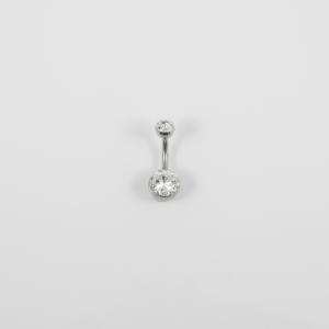 Σκουλαρίκι Ατσάλινο Κρύσταλα Λευκά 2.1cm