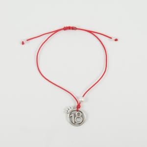 Bracelet Red "18" Crown Silver