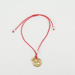 Bracelet Red "18" Crown Gold