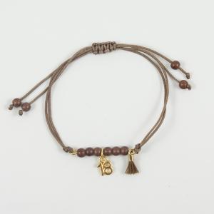 Bracelet Brown Beads "18" Gold