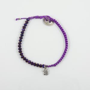 Brcelet Beads Purple "18" Silver