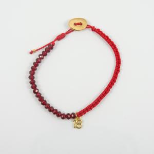 Brcelet Beads Red "18" Gold