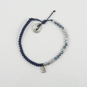 Brcelet Beads Blue "18" Silver