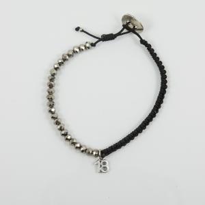 Brcelet Beads Black "18" Silver