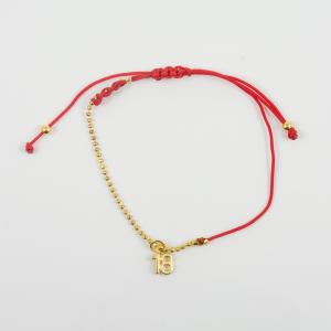 Bracelet Red "18" Chain Gold