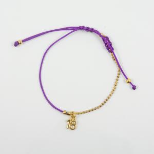 Bracelet Purple "18" Chain Gold