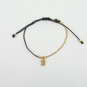 Bracelet Black "18" Chain Gold
