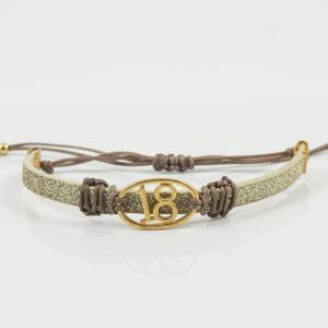 Bracelet "18" Leather Gold Glitter