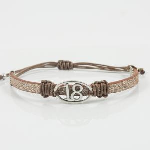Bracelet "18" Leather Copper Glitter