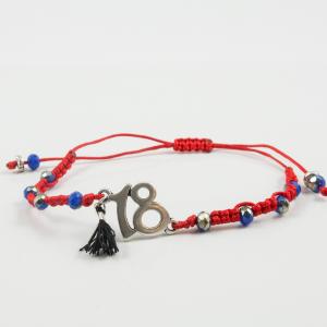 Macrame Bracelet Red "18" Beads