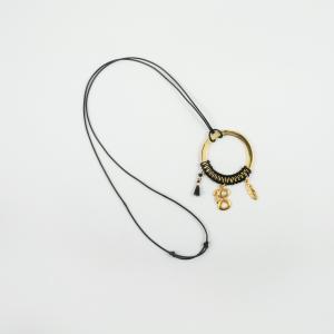 Necklace Black "18" Hoop Gold