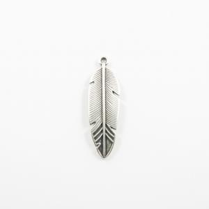 Metal Feather Silver 3.4x1cm