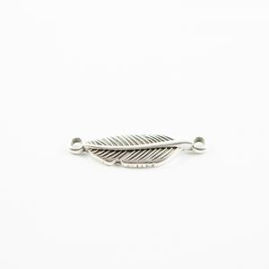 Metal Feather Silver 4x1.1cm