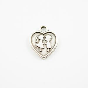 Metal Heart-Couple Silver 1.6x1.3cm