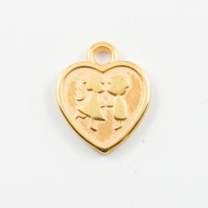 Metal Heart-Couple Gold 1.6x1.3cm