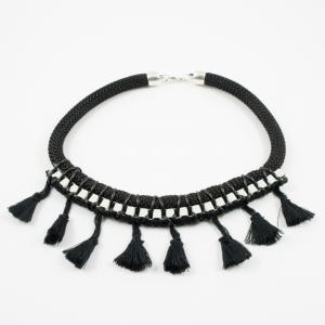 Necklace Boxer Chain Tassels Black