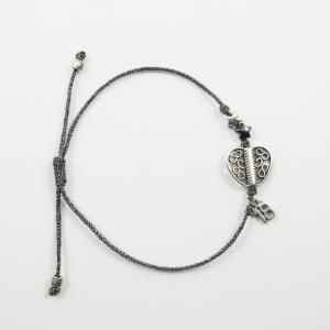 Bracelet Metallic Heart "18" Silver