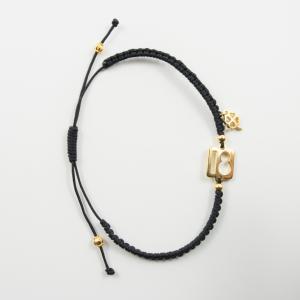 Macrame Bracelet Black "18" Gold