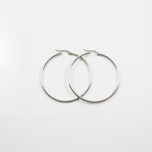 Steel Hoop Earring Silver 4.5cm