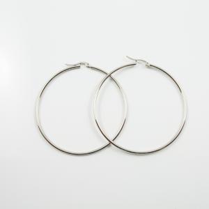 Steel Hoop Earring Silver 6cm