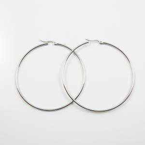 Steel Hoop Earring Silver 6.5cm