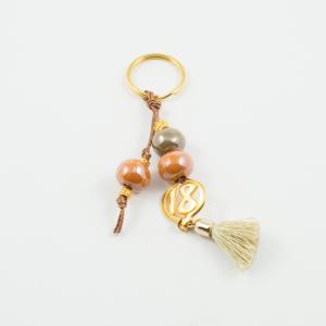 Charm Key Ring "18" Ceramic Beads